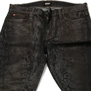 Hudson Mid Rise Nico Super Skinny Wax Coated Snakeskin Ladies Jeans Size 29 NWT